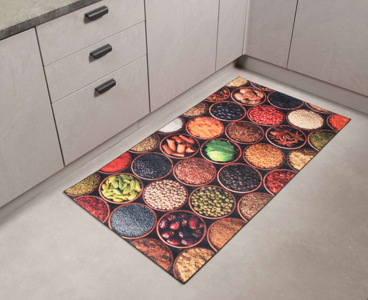 Tapis de cuisine antidérapant motifs épices Nazar rugs