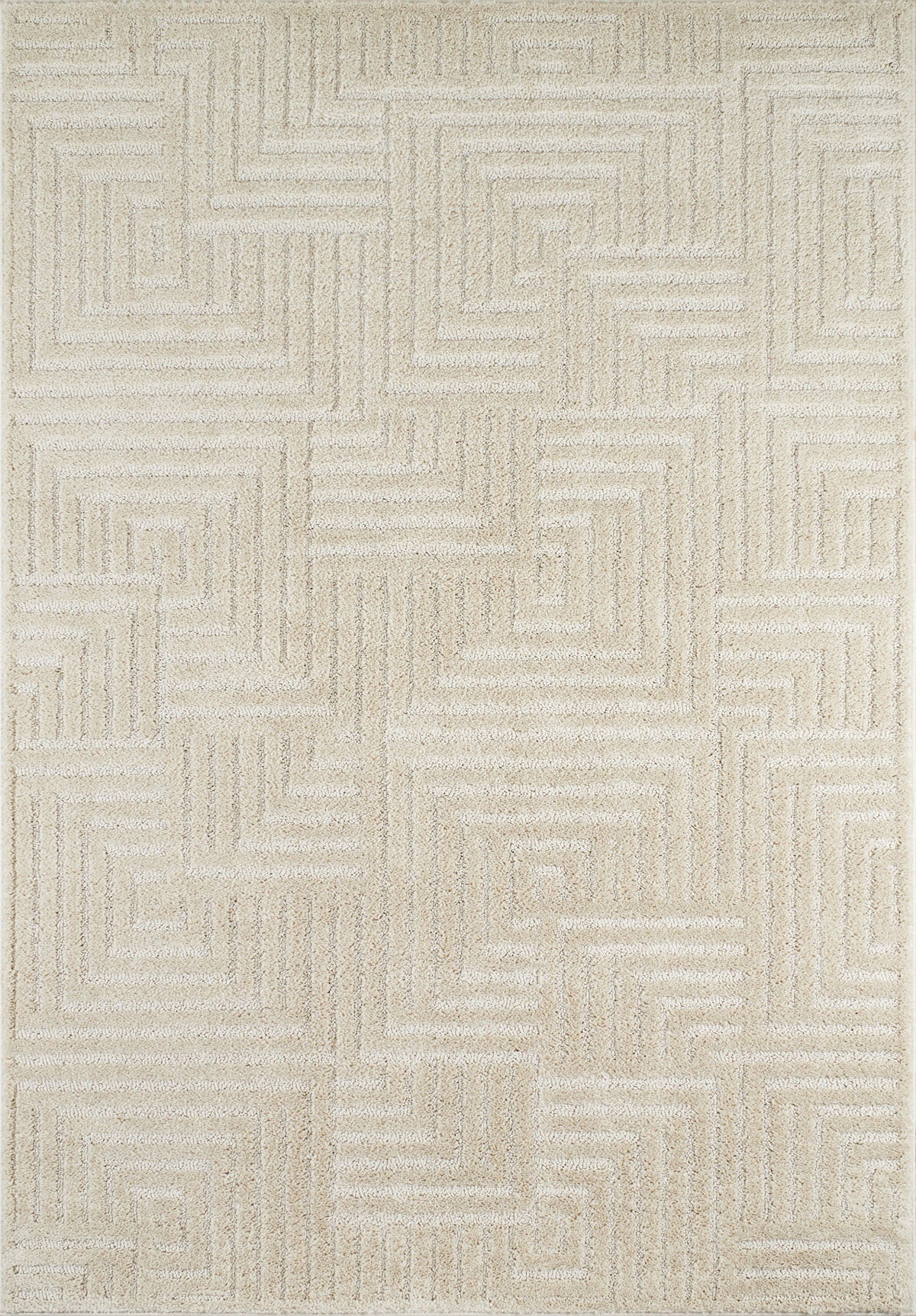 Tapis de salon crème à motif labyrinthe Nazar rugs