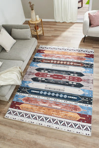 Tapis de salon soleil lavable en machine multicolore – Nazar rugs