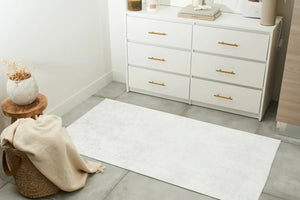 Tapis de salon lavable en machine motif uni crème – Nazar rugs