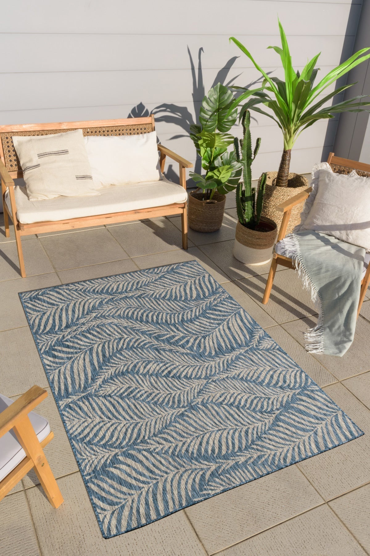 Tapis feuilles de palmier bleu Nazar rugs