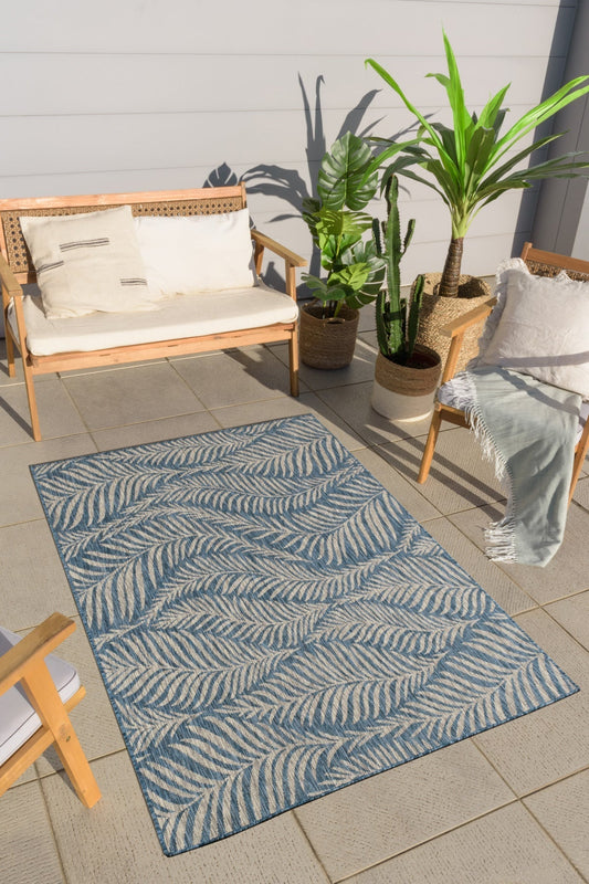 Tapis feuilles de palmier bleu Nazar rugs