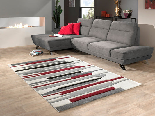 Tapis graphique rouge et blanc Nazar rugs