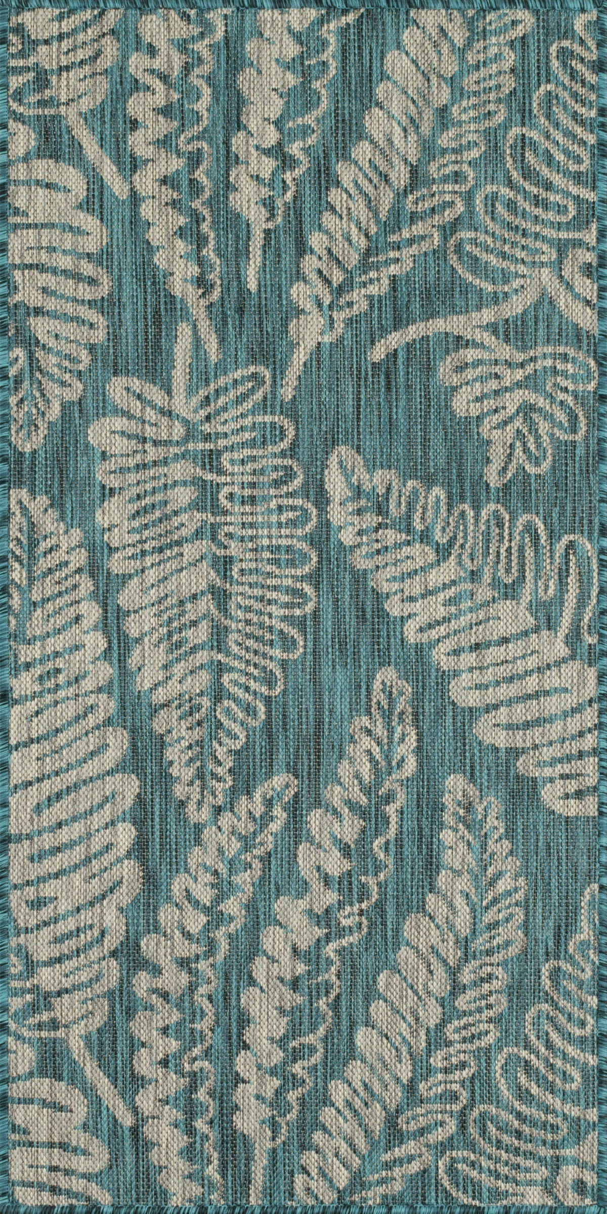 Tapis moderne motif palmier turquoise Nazar rugs